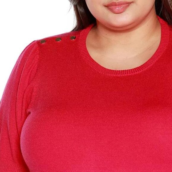 Belldini Plus Size Azalea Puff Sleeve Sweater with Rivet Detail – Size 2X – NWT - Picture 3 of 4